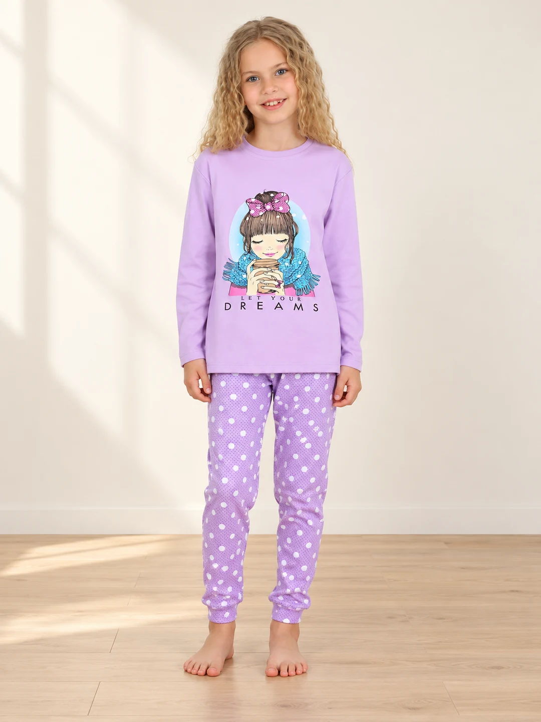 Kız Çocuk Let Your Dreams Fiyonklu Pijama Takımı - Konsept ürün fotoğrafı - Almira Bebek