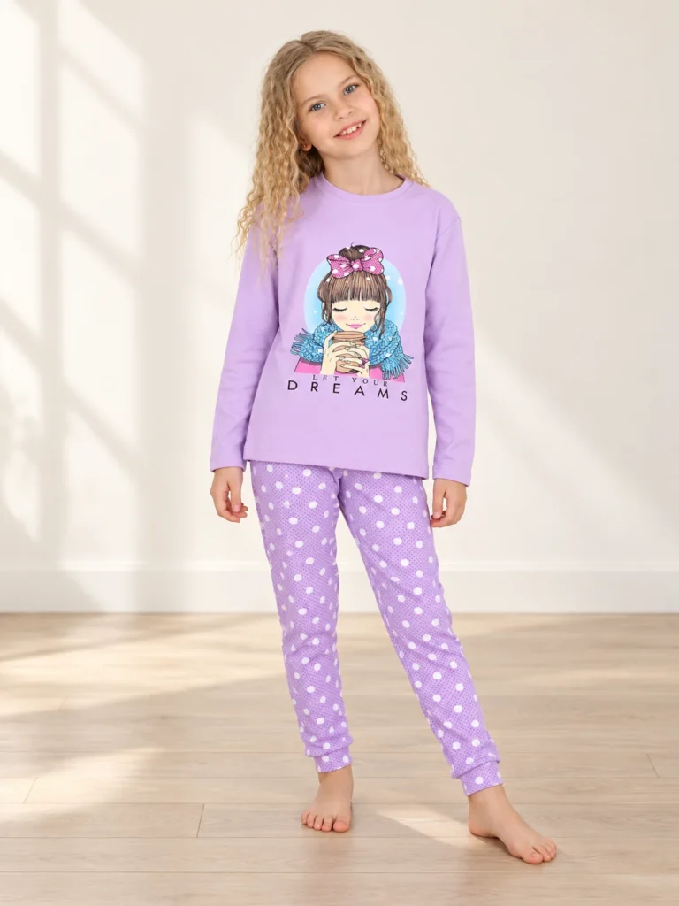 Kız Çocuk Let Your Dreams Fiyonklu Pijama Takımı - Alternatif ürün görünümü - Almira Bebek