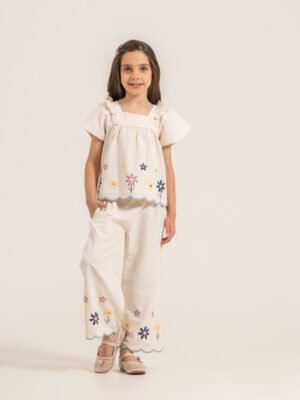 Kız Çocuk Çiçek Nakışlı 2' li takım - Almira Bebek