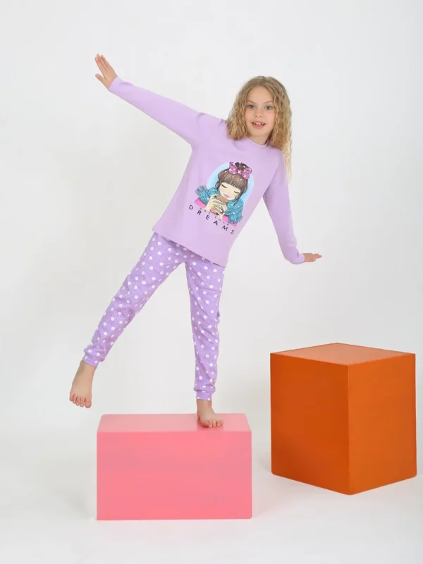 Kız Çocuk Let Your Dreams Fiyonklu Pijama Takımı - 2. görsel