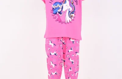 Kız Çocuk Unicornlu Love You My Frıend Yazılı Pamuklu Pembe Renk Pijama Tk. - 3. görsel