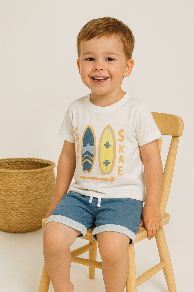 Erkek Bebek Surf Skate Baskılı Kısa Kollu Takım