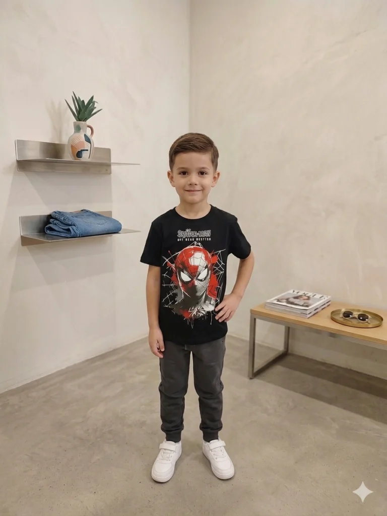Erkek Çocuk Spiderman Baskılı Kısa Kollu Tişört