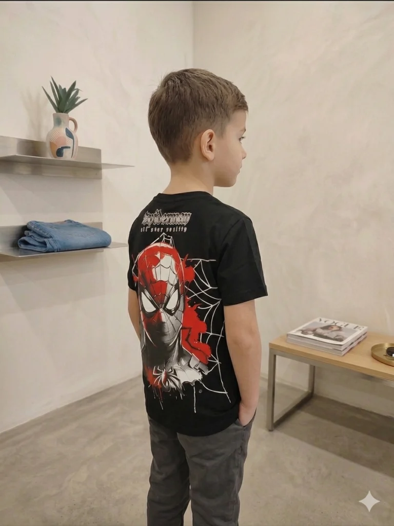 Erkek Çocuk Spiderman Baskılı Kısa Kollu Tişört - 2. görsel