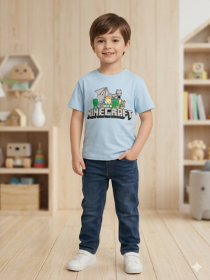 Erkek Çocuk MıneCraft Baskılı Kısa Kollu Tişört - Almira Bebek