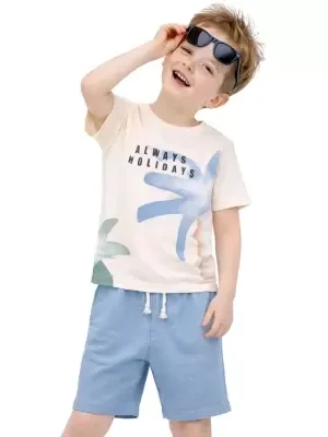 Erkek Çocuk Always Holıdays Yazılı Desenli -kısa Kollu- Şortlu Takım - Almira Bebek