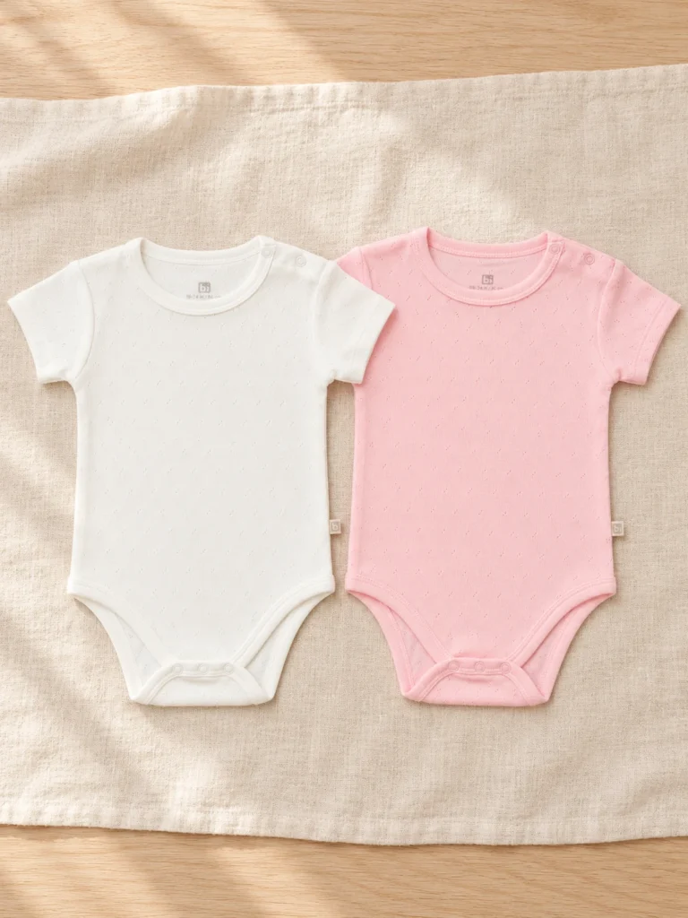 Kız Bebek Kısa Kollu Delikli 2li Çıtçıtlı Bady