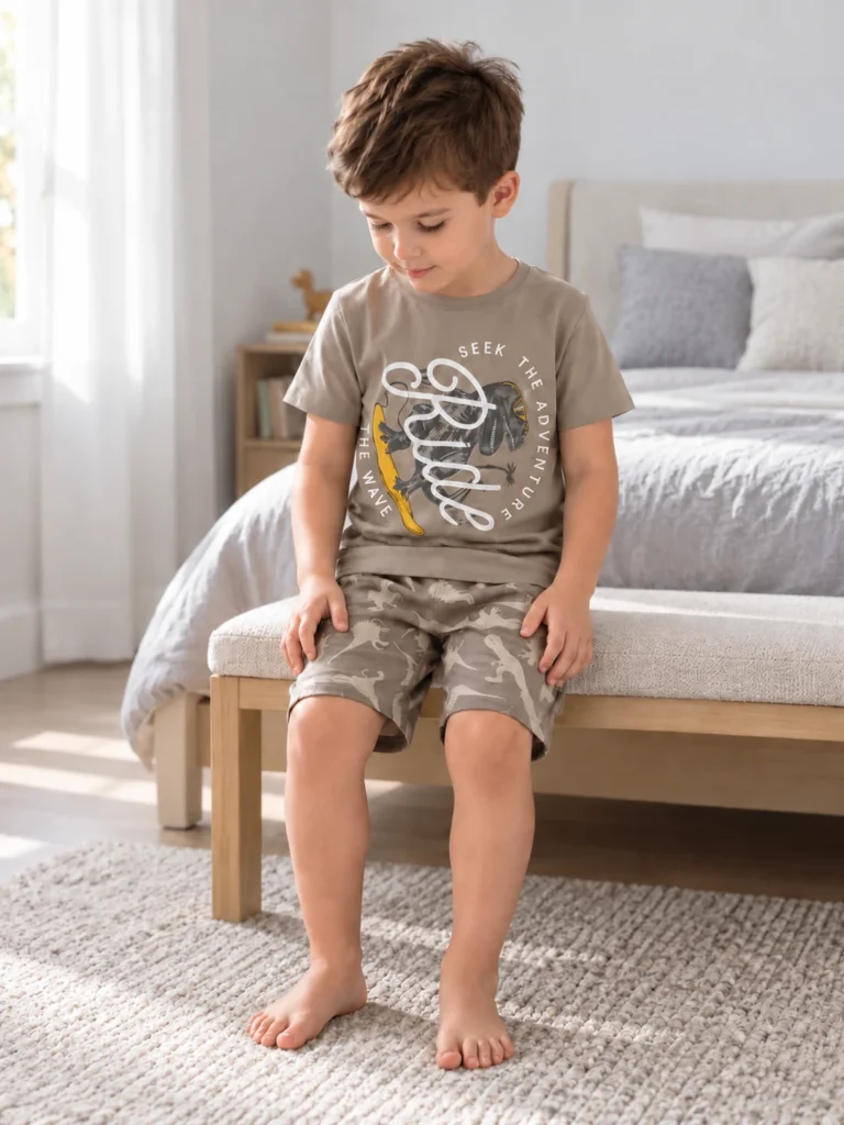 Erkek Çocuk Ride Yazılı Dinazor Baskılı Pijama Takımı