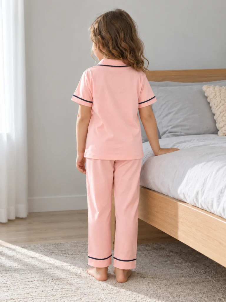 Kız Çocuk Princess Girl Yazılı Önden Düğmeli Pijama Takımı - V3 doğal ürün görünümü - Almira Bebek