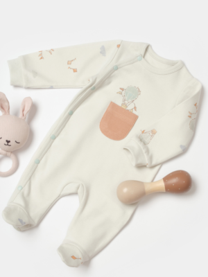 Kız bebek Önden Çıtçıtlı Uzun Kollu Küçük Cep Detaylı Tulum - Almira Bebek