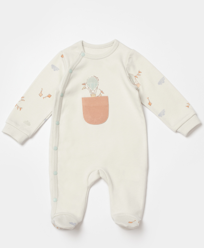 Kız bebek Önden Çıtçıtlı Uzun Kollu Küçük Cep Detaylı Tulum - 5. görsel