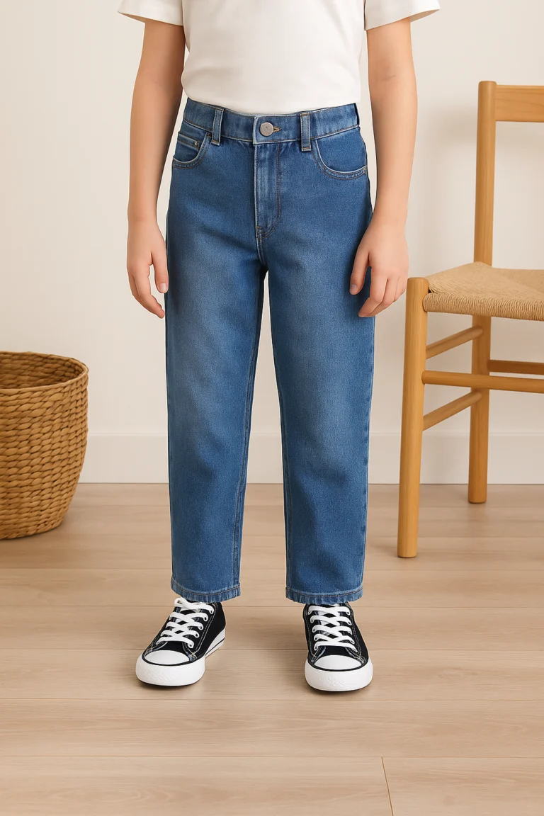 Kız Çocuk Bol Paça Kot Pantolon