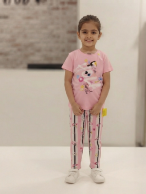 Kız Çocuk Hola Tropical Yazılı Kısa Kollu Pijama Takımı - Almira Bebek