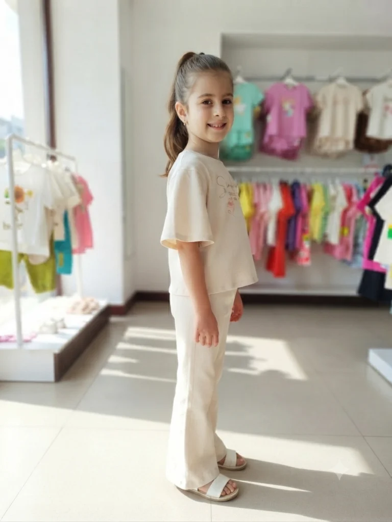 Kız Çocuk Simplicity There İs so Much yazılı Keten Takım - 3. görsel