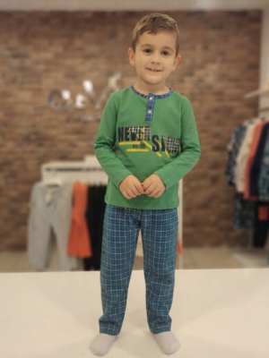 Erkek Çocuk Never Stop Yazılı Uzun Kollu Pijama takımı - Almira Bebek