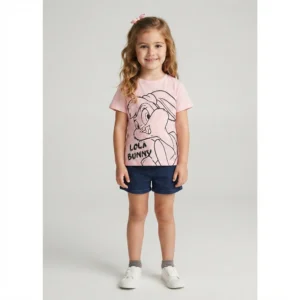 Kız Çocuk Lola Bunny Baskılı Kısa Kollu Tişört - Almira Bebek