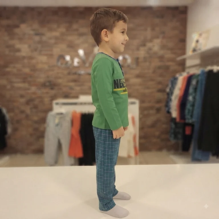 Erkek Çocuk Never Stop Yazılı Uzun Kollu Pijama takımı - 3. görsel