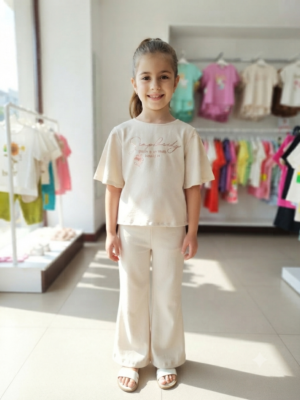 Kız Çocuk Simplicity There İs so Much yazılı Keten Takım - Almira Bebek