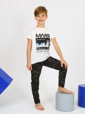 Erkek Çocuk Mars Yazılı Kısa Kollu Pijama Takımı - Almira Bebek