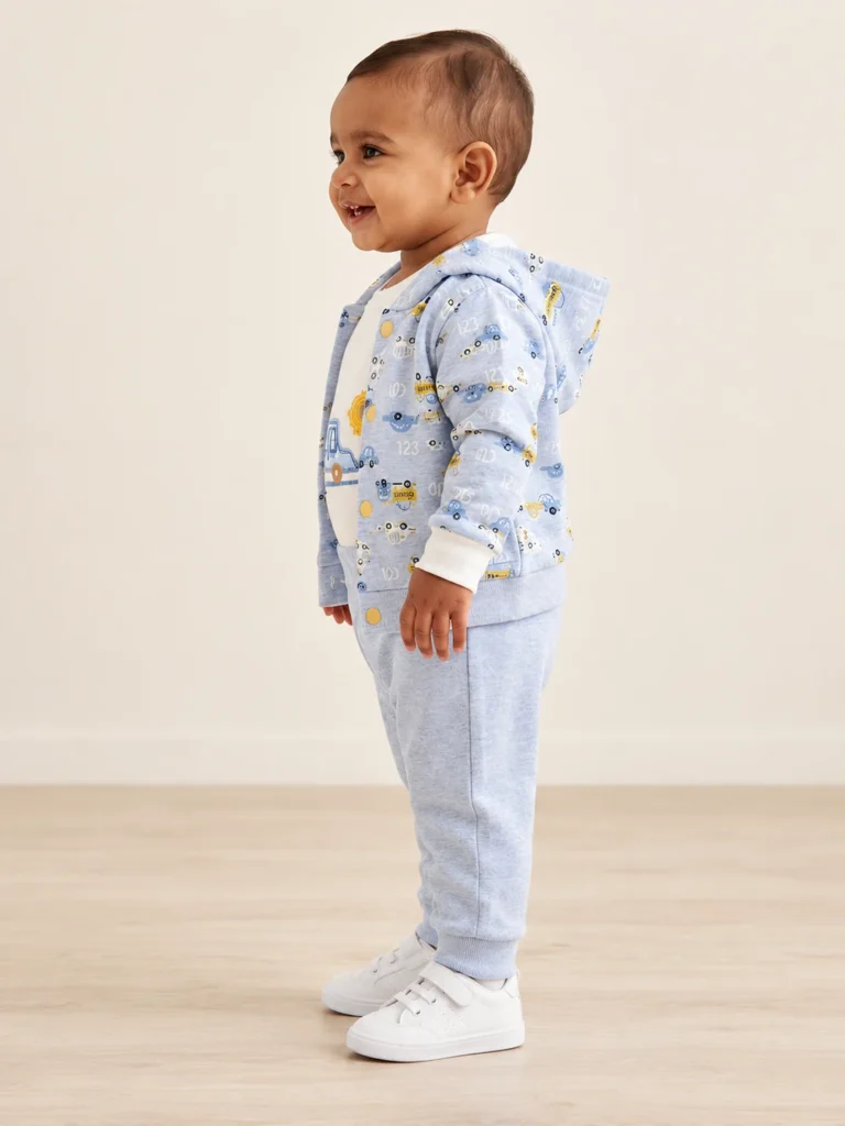 Erkek Bebek Araba Desenli kapşonlu Hırkalı - Pantolon - Bady 3' Lü Set - Alternatif ürün görünümü - Almira Bebek