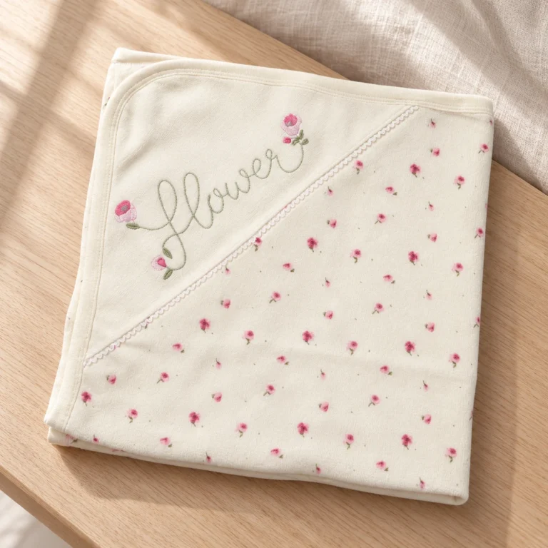 Kız Bebek Flover Yazılı Çiçekli Penye Battaniye