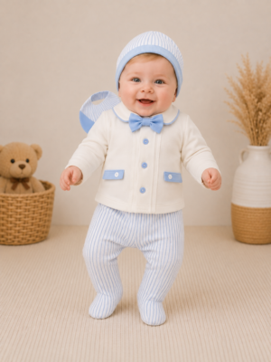 Erkek Bebek Fiyonk Detaylı Çıtçıtlı 5 ' Li Zıbın Seti - Almira Bebek