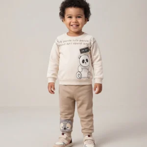Erkek Bebek Cool Boys Yazılı Panda Baskılı Uzun Kollu Takım - Almira Bebek
