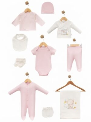 Kız Bebek Ayıcık Ve Arı Nakışlı 10 Parça Hastane Çıkışı - Almira Bebek