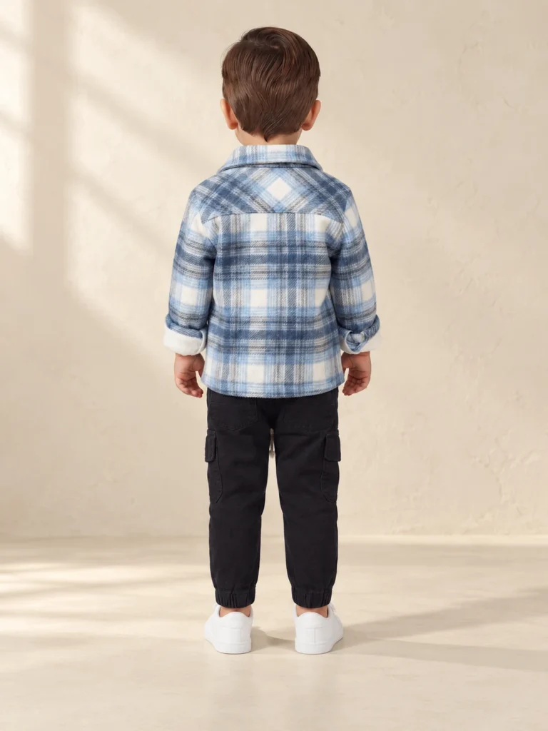 Erkek Bebek Oduncu Gömlekli -Stay Coll Baskılı Sweat- Kargo cepli pantolon takım - Alternatif ürün görünümü - Almira Bebek