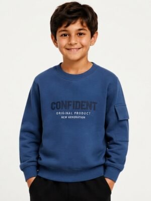 Erkek Çocuk Confident Yazılı Uzun Kollu Şardonlu 3 İp Sweatshirt - Almira Bebek
