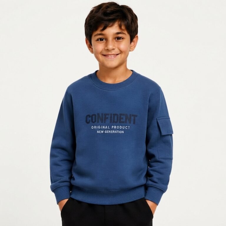 Erkek Çocuk Confident Yazılı Uzun Kollu Şardonlu 3 İp Sweatshirt
