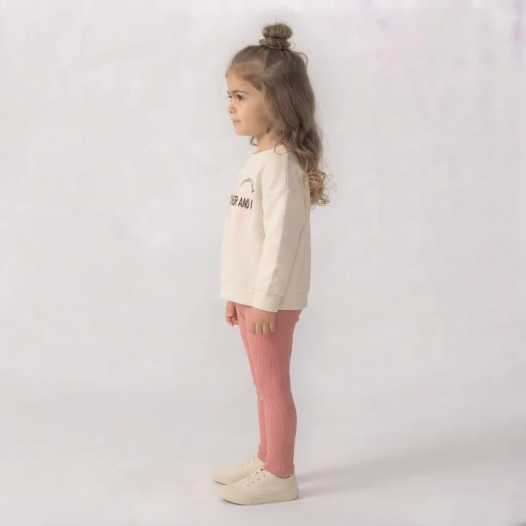 Kız Çocuk My Mother And Yazılı Sweat - Fitilli Taytlı Takım - 3. görsel