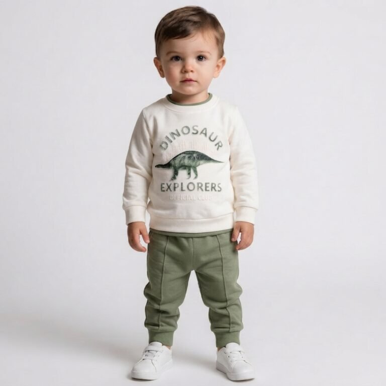 Erkek Bebek Dinazor Baskılı Sweat - Pantolon Takım - 2. görsel