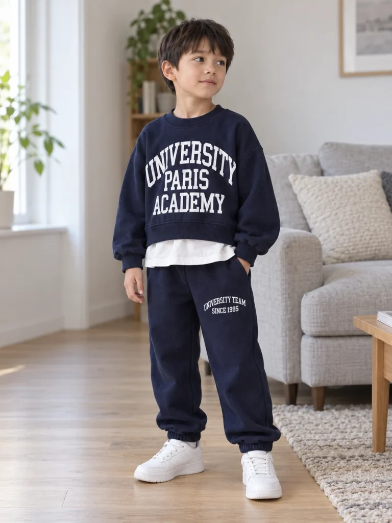 Erkek Çocuk University Paris Akademi Yazılı Pantolon _ Sweatshirt Takım