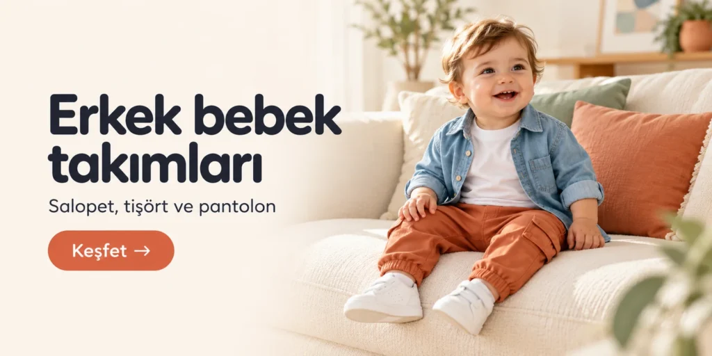 Erkek bebek takımları. Salopet, tişört ve pantolon
