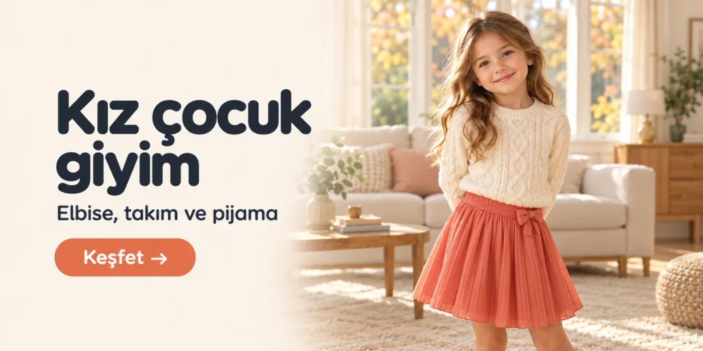 Kız çocuk giyim. Elbise, takım ve pijama